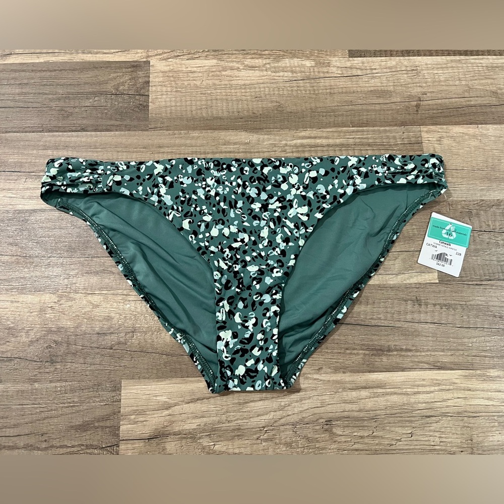 NWT Sunsets Woman’s Green Cheetah Catwalk Femme Fatale Hipster Bikini Bottom 16